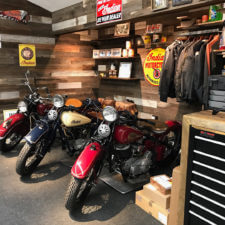 motorcycle garage wall in reclaimed wood
