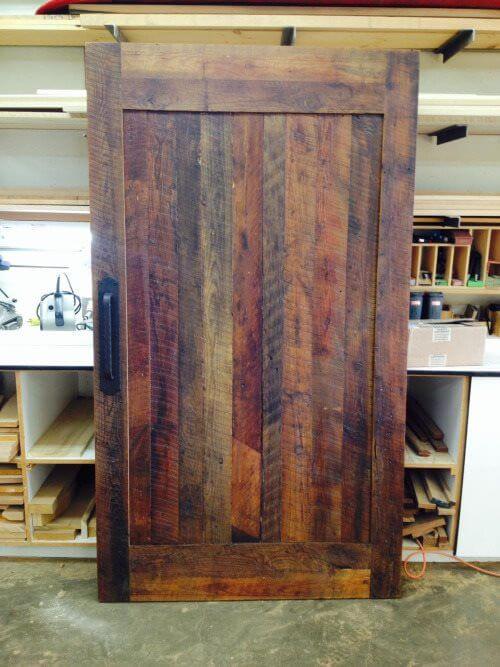 Custom built reclaimed wood door