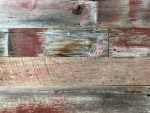 red reclaimed wood accent panels