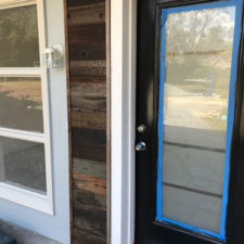 Front door surround with reclaimed wood in progress